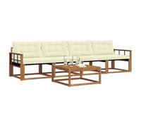 vidaXL Ensemble de canapés d'extérieur 5 pcs Naturel et Crème, Canapé de Jardin, mobilier Moderne et Solide, idéal pour Votre terrasse et Votre Salon extérieur