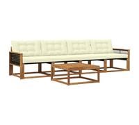 vidaXL Ensemble de canapés d'extérieur 5 pcs Naturel et Crème, Canapé de Jardin, mobilier Moderne et Solide, idéal pour Votre terrasse et Votre Salon extérieur