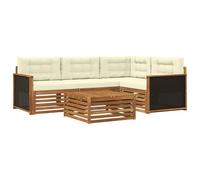 vidaXL Ensemble de canapés d'extérieur 5 pcs Naturel et Crème, Canapé de Jardin Moderne, Ensemble sectionnel résistant, mobilier pour détente, Parfait pour l'extérieur
