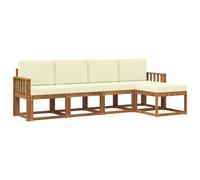 vidaXL Ensemble de canapés d'extérieur 5 pcs Naturel et Crème, Canapé de Jardin Moderne, mobilier Lounge Solide pour terrasse et Patio, Arrangement en Acacia pour extérieur
