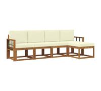 vidaXL Ensemble de Canapés 5 pcs Naturel et Crème Bois d'Acacia Massif