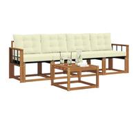 vidaXL Ensemble de canapés d'extérieur 5 pcs Naturel et Crème, Canapé de Jardin, Salon Moderne, mobilier de terrasse résistant, Ensemble Confortable, Parfait pour l'extérieur
