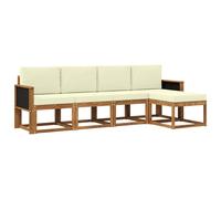 vidaXL Ensemble de canapés d'extérieur 5 pcs Naturel et Crème, Ensemble de canapé de Jardin, Meuble d'extérieur Moderne, Assise Durable pour terrasses, patios, et Jardins