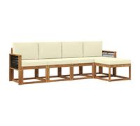 vidaXL Ensemble de canapés d'extérieur 5 pcs Naturel et Crème, Ensemble de canapé de Jardin, Meuble d'extérieur Moderne, Assise Durable pour terrasses, patios, et Jardins