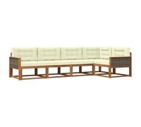 vidaXL Ensemble de canapés d'extérieur 5 pcs Naturel et Crème, Ensemble Moderne de Meubles de Jardin, canapé d'angle résistant, agréable pour l'extérieur, Couleur Acacia