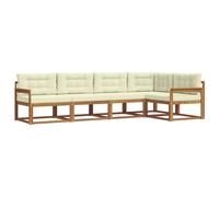 vidaXL Ensemble de canapés d'extérieur 5 pcs Naturel et Crème, Salon de jardin, Ensemble de meubles de patio moderne, Sièges de jardin confortables, Canapé résistant aux intempéries pour la terrasse e