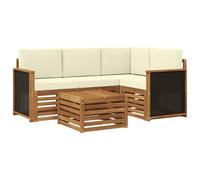 vidaXL Ensemble de canapés d'extérieur 5 pcs Naturel et Crème, Salon de Jardin Moderne, Ensemble Style, sièges extérieurs, Meubles contemporains, Lounge Acacia