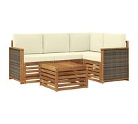 vidaXL Ensemble de canapés d'extérieur 5 pcs Naturel et Crème, Salon de Jardin Moderne, Ensemble Style, sièges extérieurs, Meubles contemporains, Lounge Acacia