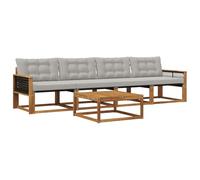 vidaXL Ensemble de canapés d'extérieur 5 pcs Naturel et Gris Clair, Canapé de Jardin, mobilier Moderne et Solide, idéal pour Votre terrasse et Votre Salon extérieur