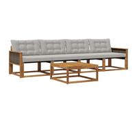 vidaXL Ensemble de canapés d'extérieur 5 pcs Naturel et Gris Clair, Canapé de Jardin, mobilier Moderne et Solide, idéal pour Votre terrasse et Votre Salon extérieur