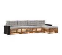 vidaXL Ensemble de canapés d'extérieur 5 pcs Naturel et Gris Clair, Canapé d'extérieur Moderne, mobilier de Jardin, Salon de terrasse, Ensemble Confort pour se détendre