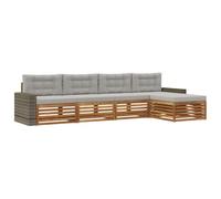 vidaXL Ensemble de canapés d'extérieur 5 pcs Naturel et Gris Clair, Canapé d'extérieur Moderne, mobilier de Jardin, Salon de terrasse, Ensemble Confort pour se détendre