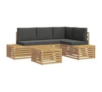 vidaXL Ensemble de canapés d'extérieur 5 Pièce Blanc et Anthracite, Mobilier de Jardin, canapé Moderne, Salon d'extérieur, Ensemble Confortable pour se détendre sur la terrasse