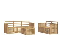 vidaXL Ensemble de canapés d'extérieur 6 pc Blanc Bois d'Acacia Massif, Canapé d'angle Robuste, mobilier de Patio Moderne, Salon extérieur pour détente stylée, Espace Confort terrasse