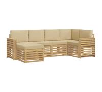 vidaXL Ensemble de canapés d'extérieur 6 pc Blanc et Beige Polyester