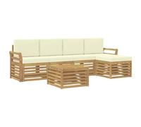 vidaXL Ensemble de canapés d'extérieur 6 pc Blanc et crème Polyester