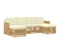 vidaXL Ensemble de canapés d'extérieur 6 pc Blanc et crème Polyester