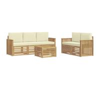 vidaXL Ensemble de canapés d'extérieur 6 pc Blanc et crème Polyester, Canapé d'angle Robuste, mobilier de Patio Moderne, Salon extérieur pour détente stylée, Espace Confort terrasse