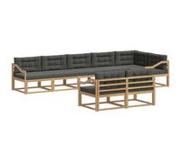 vidaXL Ensemble de canapés d'extérieur 6 pcs Blanc et Anthracite, Canapé en Bois d'acacia, Salon Moderne, Meuble de Jardin résistant, Espace détente Polyvalent, sectionnel Piscine