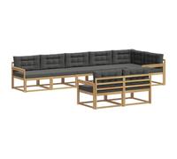 vidaXL Ensemble de canapés d'extérieur 6 pcs Blanc et Anthracite, Canapé en Bois d'acacia, Salon Moderne, Meuble de Jardin résistant, Espace détente Polyvalent, sectionnel Piscine