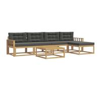vidaXL Ensemble de canapés d'extérieur 6 pcs Blanc et Anthracite, Ensemble de Salon rérouté, canapé sectionnel Moderne, mobilier de Jardin résistant aux intempéries, Bois d'acacia