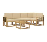 vidaXL Ensemble de canapés d'extérieur 6 pcs Blanc et Beige