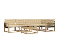 vidaXL Ensemble de canapés d'extérieur 6 pcs Blanc et Beige, Canapé de Jardin, Salon d'extérieur Moderne, Assise Durable, Confort stylé pour se détendre