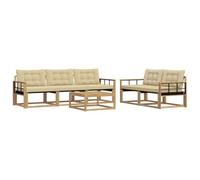 vidaXL Ensemble de canapés d'extérieur 6 pcs Blanc et Beige, Canape de Jardin, Sectionnel Moderne, Mobilier Extérieur, Salon Résistant, Confort sur Votre Terrasse