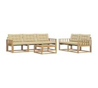 vidaXL Ensemble de canapés d'extérieur 6 pcs Blanc et Beige, Canape de Jardin, Sectionnel Moderne, Mobilier Extérieur, Salon Résistant, Confort sur Votre Terrasse