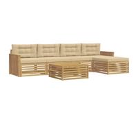 vidaXL Ensemble de canapés d'extérieur 6 pcs Blanc et Beige, Canapé de Patio, Ensemble Moderne, résistant aux intempéries, détente en Plein air, Coin cocooning pour Vos espaces