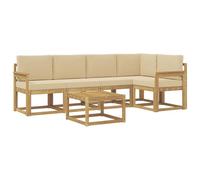 vidaXL Ensemble de canapés d'extérieur 6 pcs Blanc et Beige, Canapé d'extérieur, Ensemble Lounge Moderne, mobilier Durable pour Un Patio Confortable et Relaxant