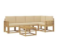 vidaXL Ensemble de canapés d'extérieur 6 pcs Blanc et Beige, Canapé d'extérieur, Ensemble Lounge Moderne, mobilier Durable pour Un Patio Confortable et Relaxant