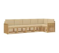 vidaXL Ensemble de canapés d'extérieur 6 pcs Blanc et Beige, Canapé extérieur Moderne, mobilier de Jardin, Salon de terrasse, Ensemble Confortable pour se détendre