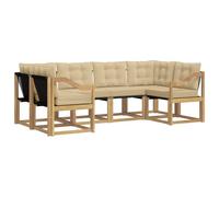 vidaXL Ensemble de canapés d'extérieur 6 pcs Blanc et Beige, Ensemble de canapés d'extérieur, Collection Jardin Moderne, Confort Durable, mobilier résistant aux intempéries