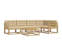 vidaXL Ensemble de canapés d'extérieur 6 pcs Blanc et Beige, Ensemble de Meubles de Jardin Moderne, Sofa résistant aux intempéries, Salon élégant, siège Durable près de la Piscine