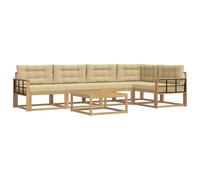 vidaXL Ensemble de canapés d'extérieur 6 pcs Blanc et Beige, Ensemble de Meubles de Jardin Moderne, Sofa résistant aux intempéries, Salon élégant, siège Durable près de la Piscine