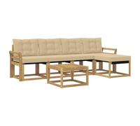 vidaXL Ensemble de canapés d'extérieur 6 pcs Blanc et Beige, Mobilier de Jardin, canapé Moderne, Ensemble sectionnel pour Balcon et Patio, Assise Durable pour se détendre