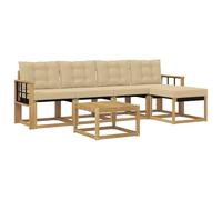 vidaXL Ensemble de canapés d'extérieur 6 pcs Blanc et Beige, Mobilier de Jardin, canapé Moderne, Ensemble sectionnel pour Balcon et Patio, Assise Durable pour se détendre