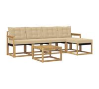 vidaXL Ensemble de canapés d'extérieur 6 pcs Blanc et Beige, Mobilier de Jardin, canapé Moderne, Ensemble sectionnel pour Balcon et Patio, Assise Durable pour se détendre