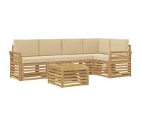 vidaXL Ensemble de canapés d'extérieur 6 pcs Blanc et Beige, Mobilier de Jardin, canapé sectionnel Moderne, sièges Lounge extérieurs, Ensemble terrasse pour Le Confort