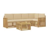 vidaXL Ensemble de canapés d'extérieur 6 pcs Blanc et Beige, Mobilier de Jardin, canapé sectionnel Moderne, sièges Lounge extérieurs, Ensemble terrasse pour Le Confort