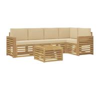 vidaXL Ensemble de canapés d'extérieur 6 pcs Blanc et Beige, Mobilier de Jardin, canapé sectionnel Moderne, sièges Lounge extérieurs, Ensemble terrasse pour Le Confort