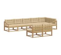 vidaXL Ensemble de canapés d'extérieur 6 pcs Blanc et Beige Polyester