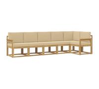vidaXL Ensemble de canapés d'extérieur 6 pcs Blanc et Beige Polyester, Canapé de Jardin, Salon extérieur Moderne, Ensemble résistant aux intempéries pour terrasse, Confort assuré