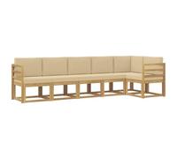 vidaXL Ensemble de canapés d'extérieur 6 pcs Blanc et Beige Polyester, Canapé d'extérieur Moderne, résistant aux intempéries, Coins Confortables pour Patio et terrasse