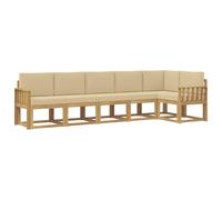 vidaXL Ensemble de canapés d'extérieur 6 pcs Blanc et Beige Polyester, Canapé d'extérieur Moderne, résistant aux intempéries, Coins Confortables pour Patio et terrasse