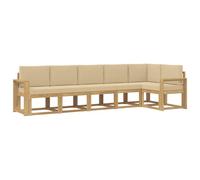 vidaXL Ensemble de canapés d'extérieur 6 pcs Blanc et Beige Polyester, Canapé d'extérieur Moderne, résistant aux intempéries, Coins Confortables pour Patio et terrasse