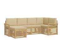 vidaXL Ensemble de canapés d'extérieur 6 pcs Blanc et Beige Polyester, Canapé d'extérieur, Salon Moderne, mobilier de Jardin, Relaxation sur terrasse assurée