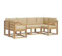 vidaXL Ensemble de canapés d'extérieur 6 pcs Blanc et Beige, Sofa de Jardin Moderne en Acacia, Ensemble sectionnel, Meubles d'extérieur résistants aux intempéries