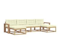vidaXL Ensemble de canapés d'extérieur 6 pcs Blanc et crème, Canapé de Jardin Moderne en Acacia, Meubles résistants aux intempéries, sièges stylés pour terrasse et Bord de Piscine